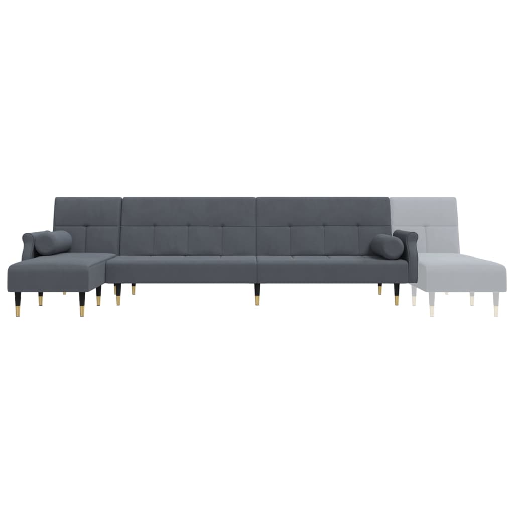 Canapé-lit en forme de L gris 271x140x70 cm velours - XIOS