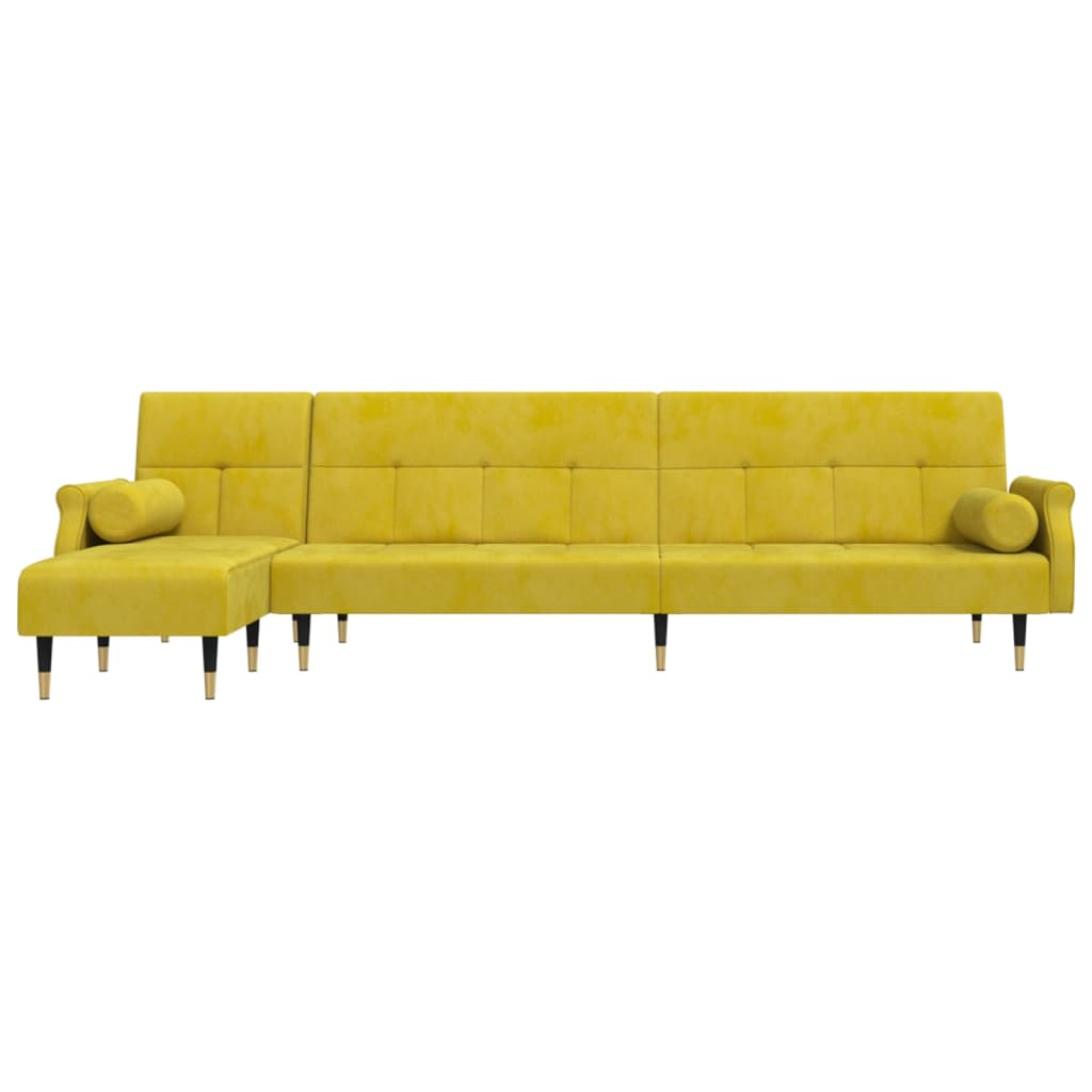 Canapé-lit en forme de L jaune 271x140x70 cm velours - XIOS