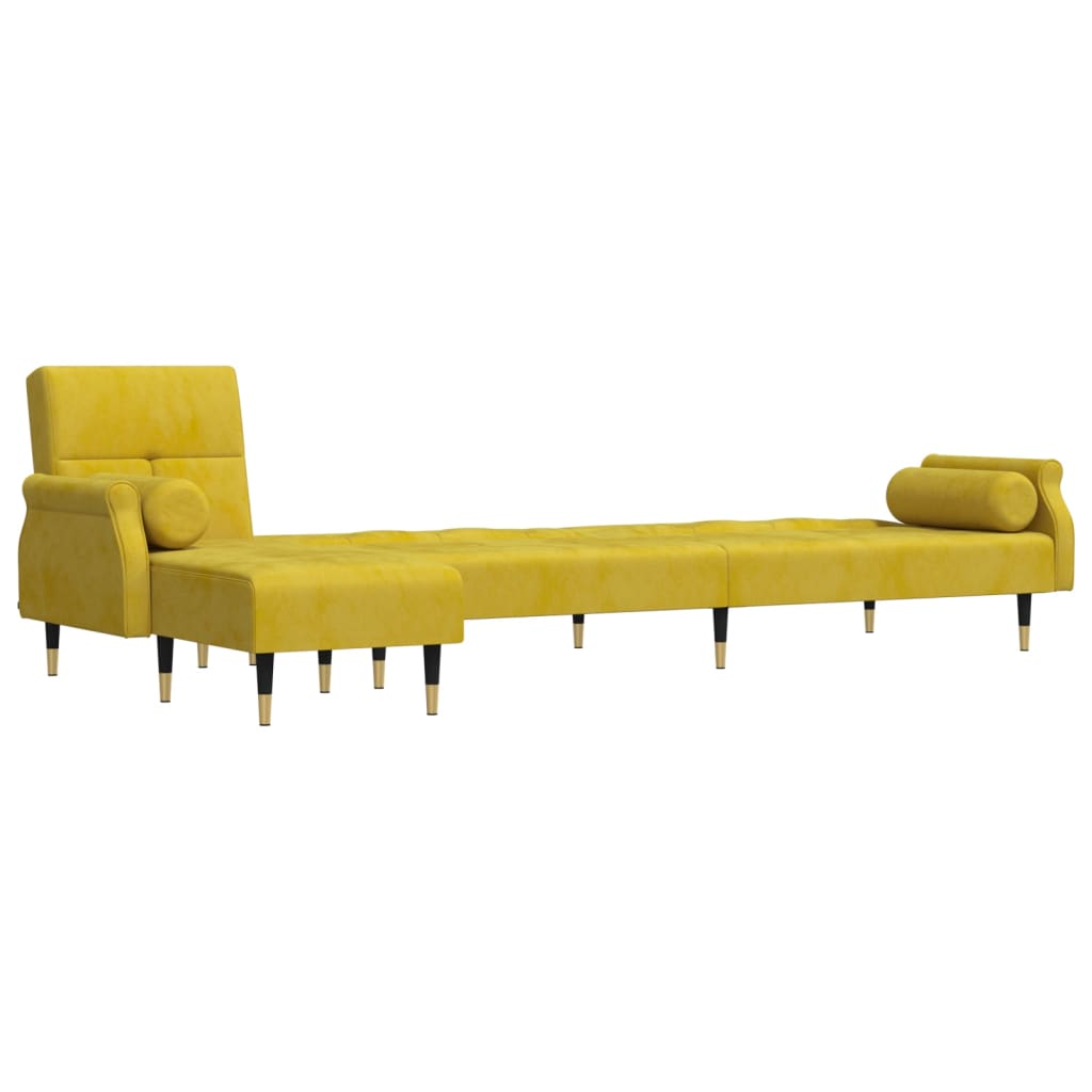 Canapé-lit en forme de L jaune 271x140x70 cm velours - XIOS