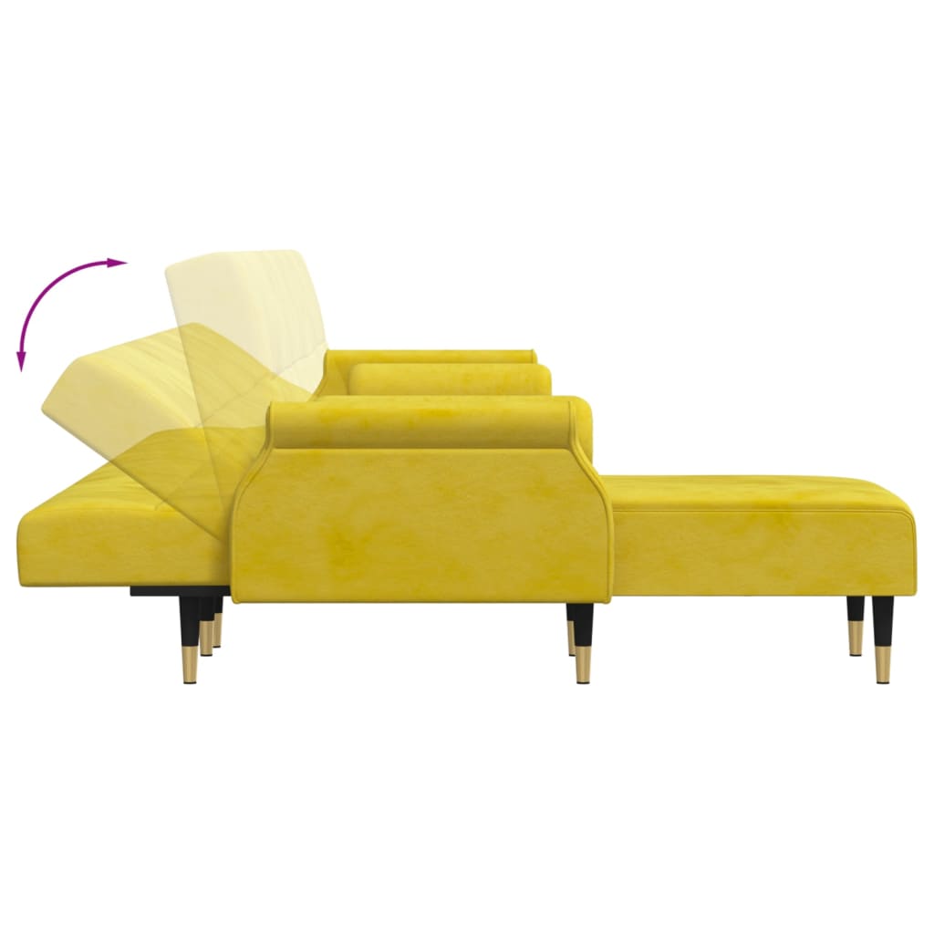 Canapé-lit en forme de L jaune 271x140x70 cm velours - XIOS