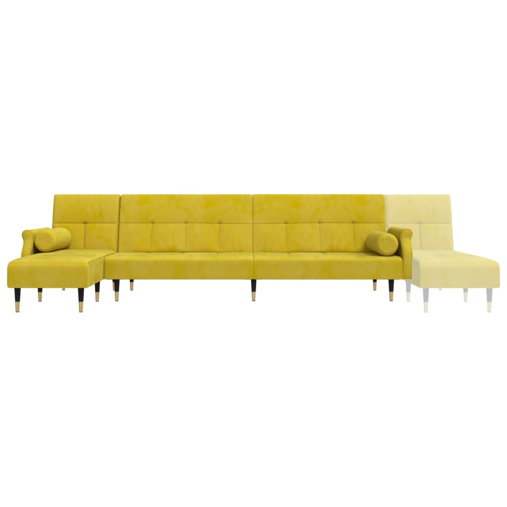 Canapé-lit en forme de L jaune 271x140x70 cm velours - XIOS
