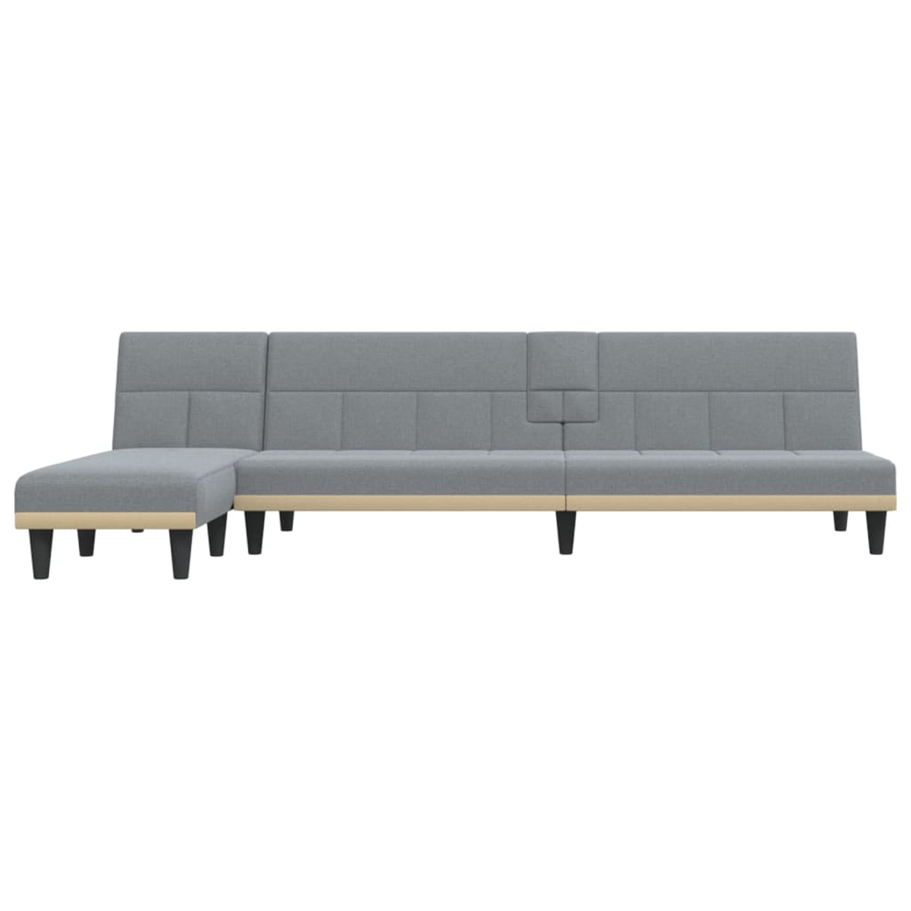 Canapé-lit en forme de L gris clair 255x140x70 cm tissu - XIOS