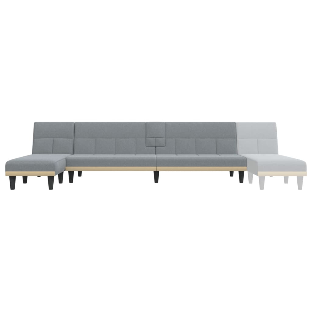 Canapé-lit en forme de L gris clair 255x140x70 cm tissu - XIOS