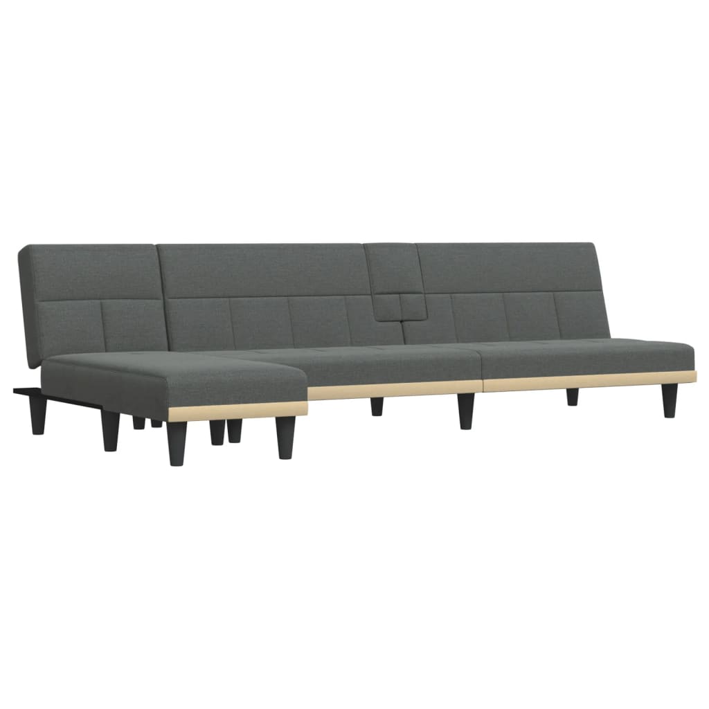 Canapé-lit en forme de L gris foncé 255x140x70 cm tissu - XIOS