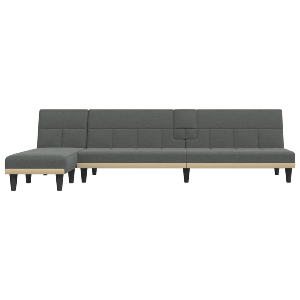 Canapé-lit en forme de L gris foncé 255x140x70 cm tissu - XIOS