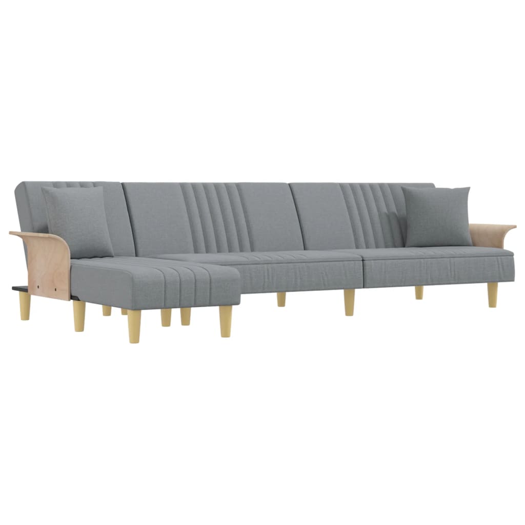 Canapé-lit en forme de L gris clair 279x140x70 cm tissu - XIOS