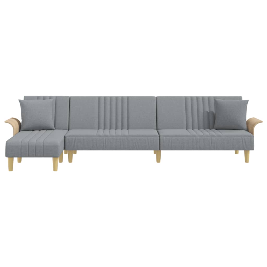 Canapé-lit en forme de L gris clair 279x140x70 cm tissu - XIOS