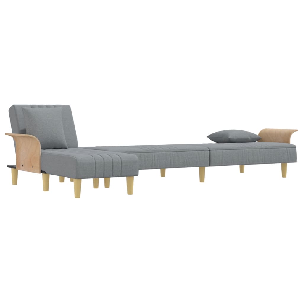 Canapé-lit en forme de L gris clair 279x140x70 cm tissu - XIOS