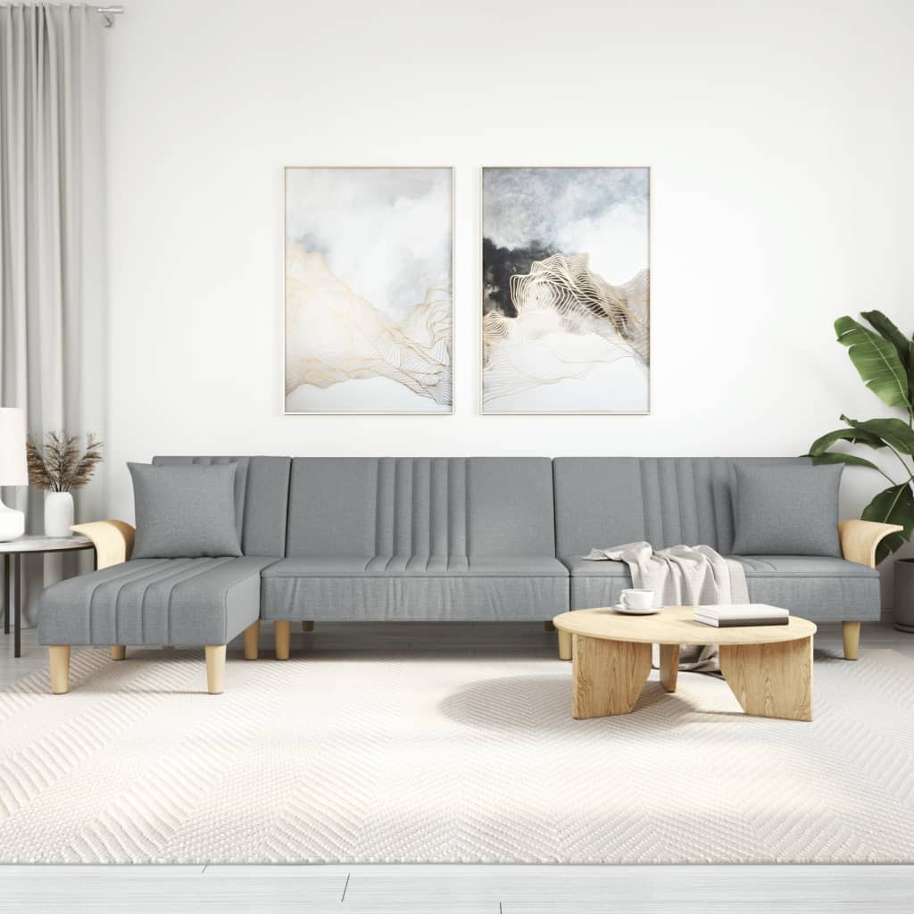 Canapé-lit en forme de L gris clair 279x140x70 cm tissu - XIOS