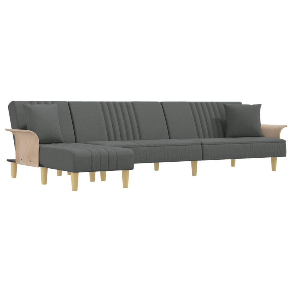 Canapé-lit en forme de L gris foncé 279x140x70 cm tissu - XIOS