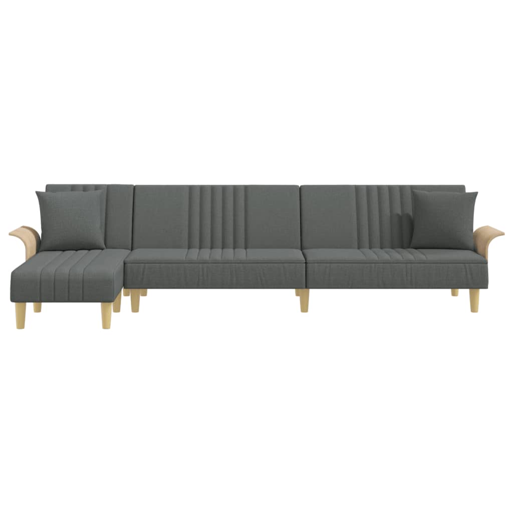 Canapé-lit en forme de L gris foncé 279x140x70 cm tissu - XIOS