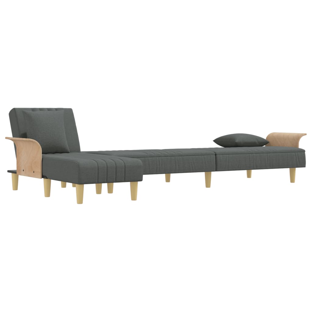 Canapé-lit en forme de L gris foncé 279x140x70 cm tissu - XIOS
