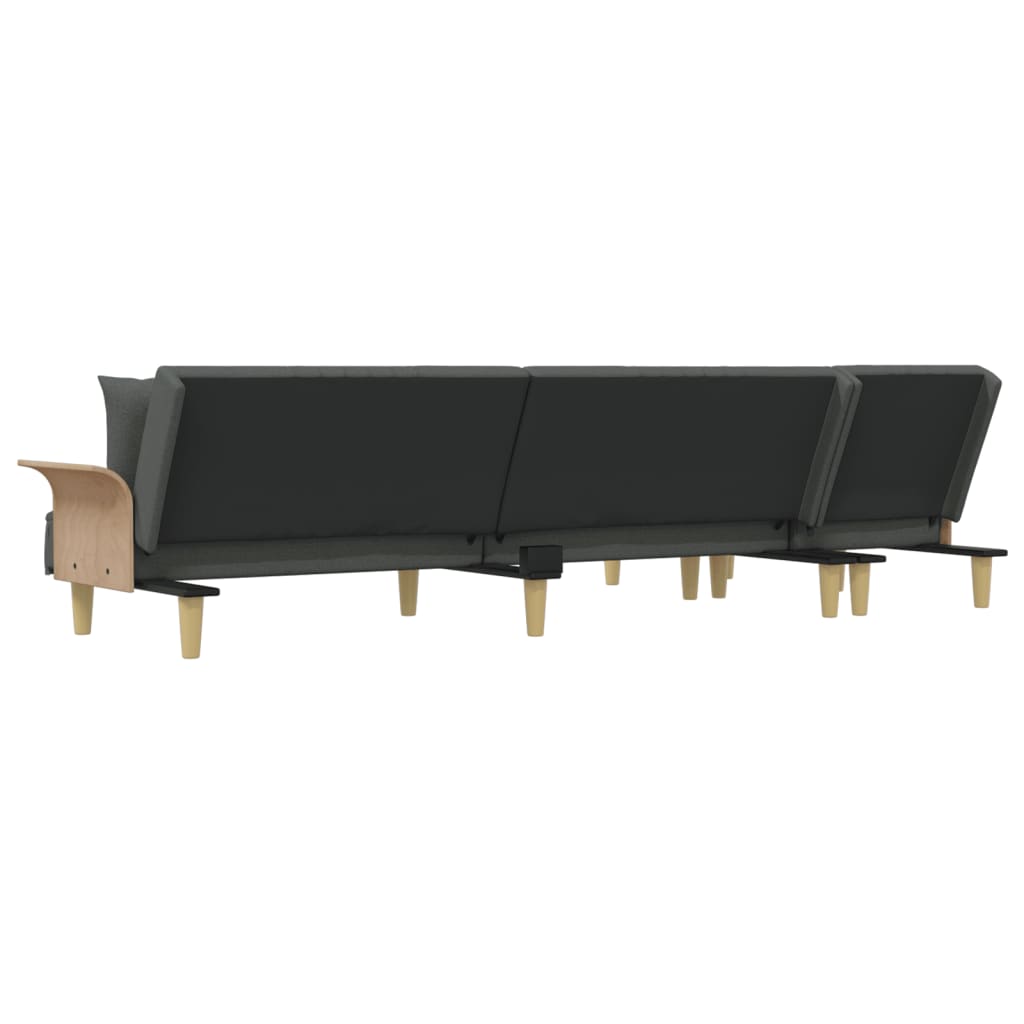 Canapé-lit en forme de L gris foncé 279x140x70 cm tissu - XIOS