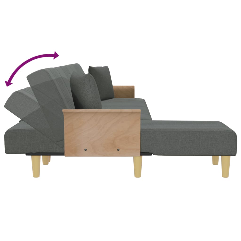 Canapé-lit en forme de L gris foncé 279x140x70 cm tissu - XIOS
