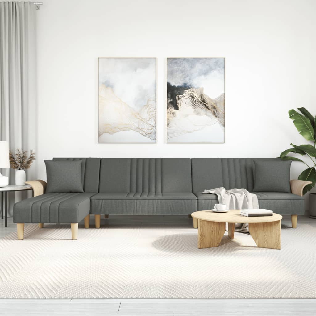 Canapé-lit en forme de L gris foncé 279x140x70 cm tissu - XIOS