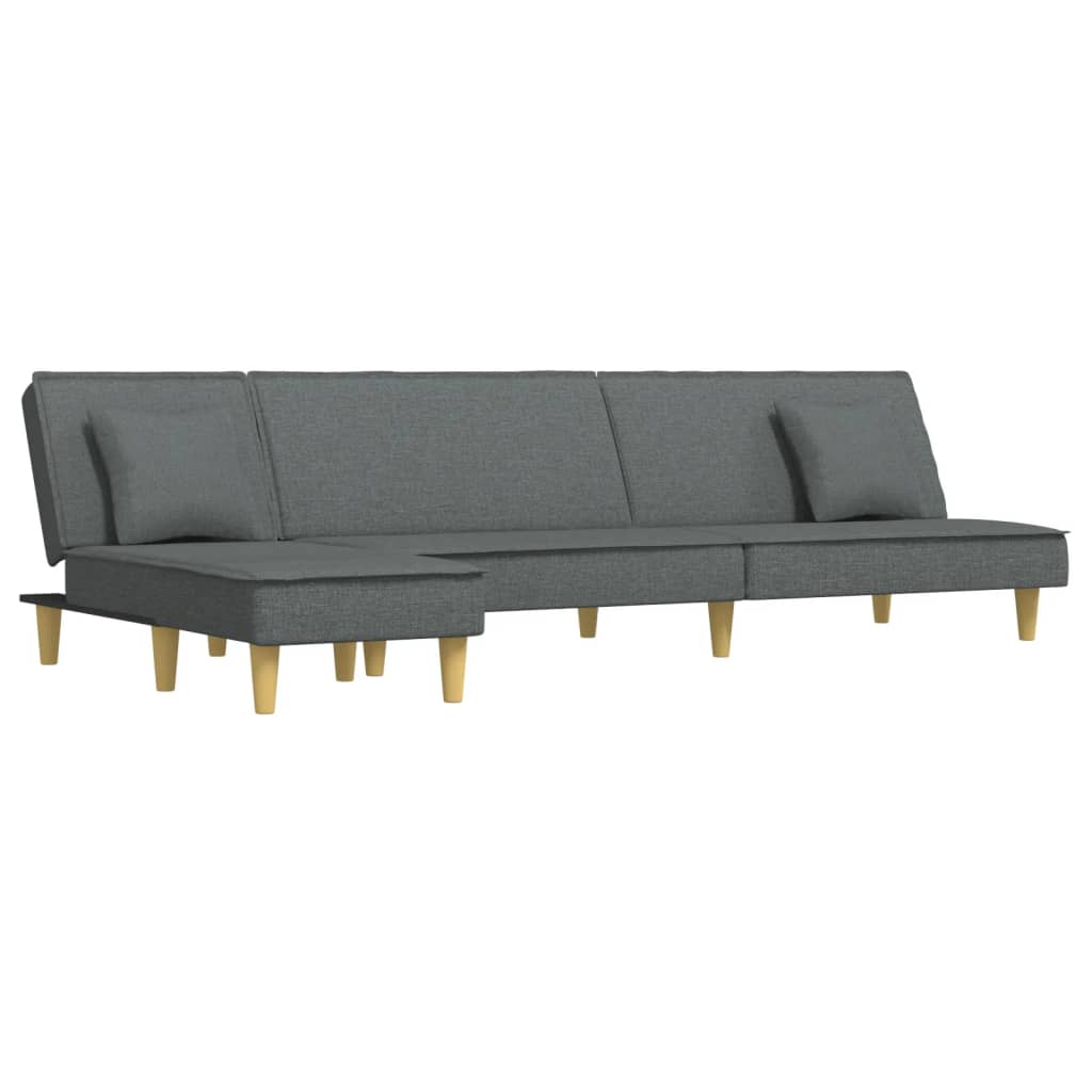 Canapé-lit en forme de L gris foncé 255x140x70 cm tissu - XIOS