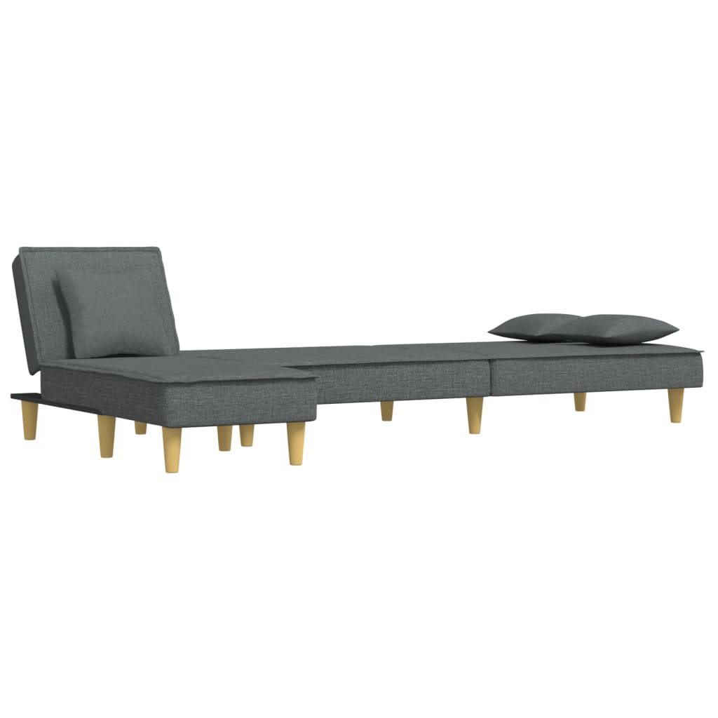 Canapé-lit en forme de L gris foncé 255x140x70 cm tissu - XIOS