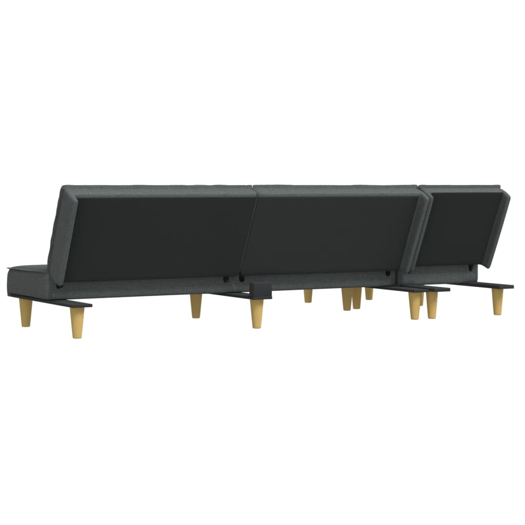 Canapé-lit en forme de L gris foncé 255x140x70 cm tissu - XIOS