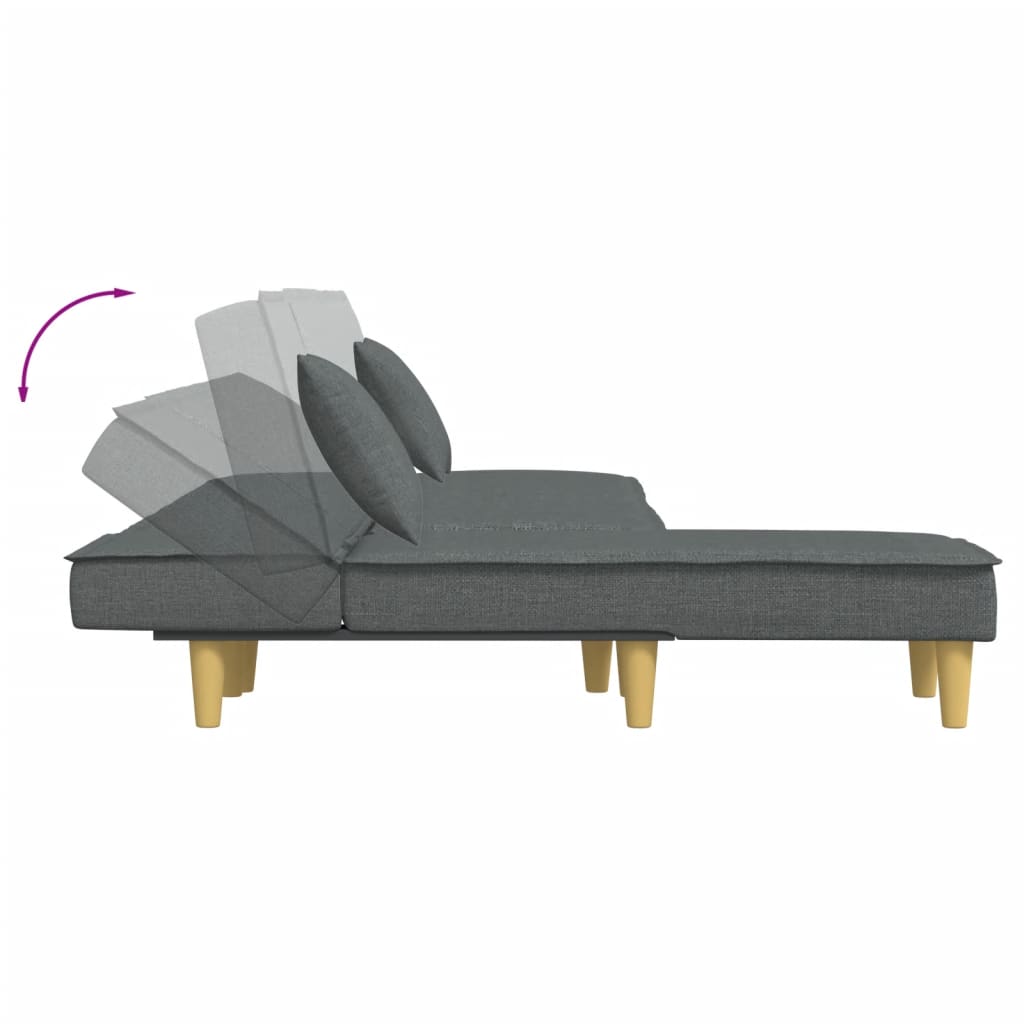 Canapé-lit en forme de L gris foncé 255x140x70 cm tissu - XIOS