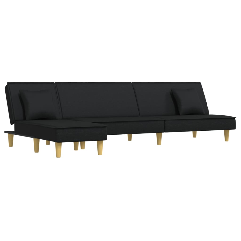 Canapé-lit en forme de L noir 255x140x70 cm tissu - XIOS