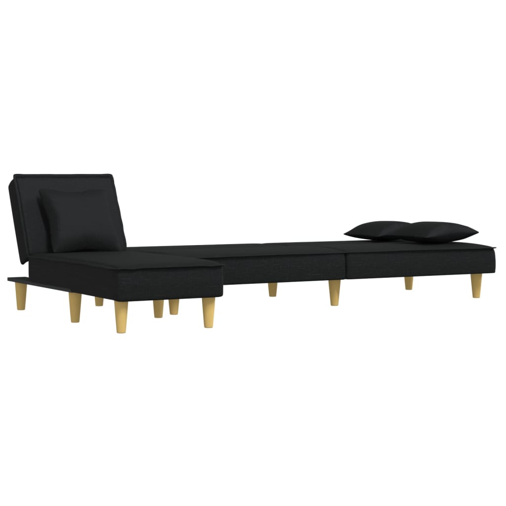 Canapé-lit en forme de L noir 255x140x70 cm tissu - XIOS