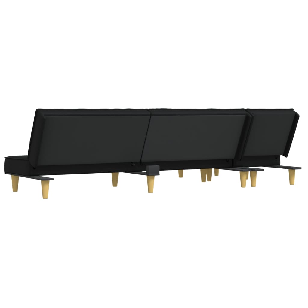 Canapé-lit en forme de L noir 255x140x70 cm tissu - XIOS