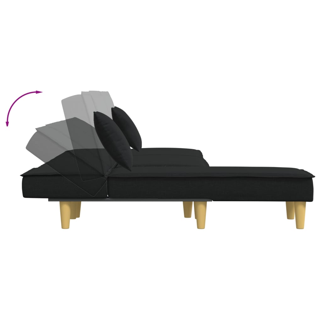 Canapé-lit en forme de L noir 255x140x70 cm tissu - XIOS
