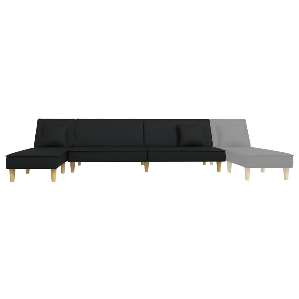 Canapé-lit en forme de L noir 255x140x70 cm tissu - XIOS