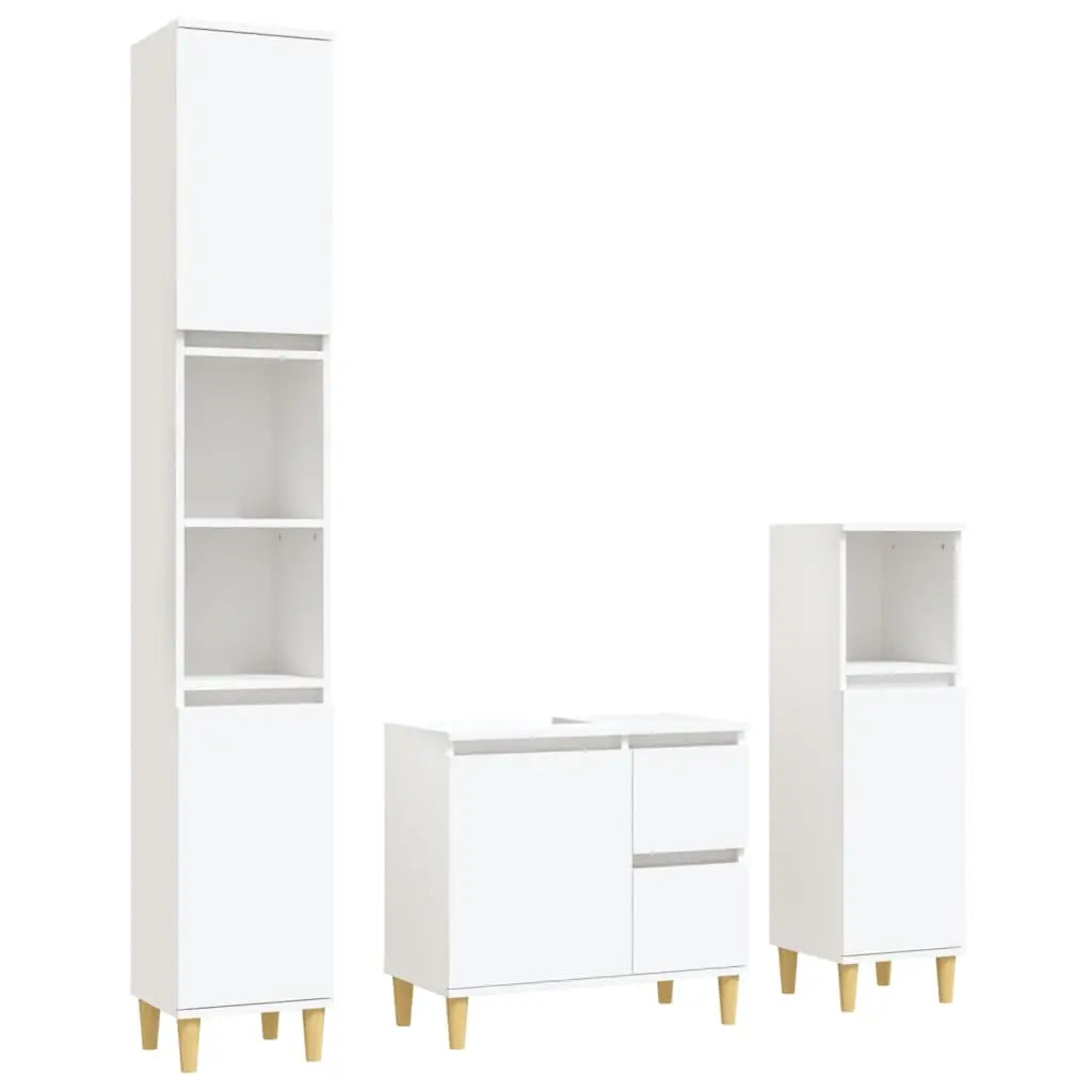 Ensemble d’armoires salle de bain 3 pcs blanc bois d’ingénierie - XIOS