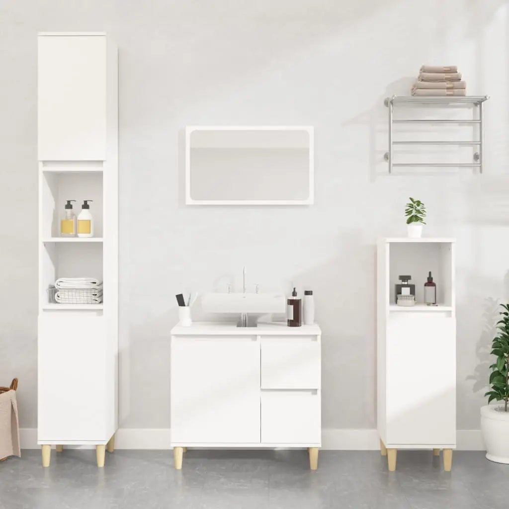 Ensemble d’armoires salle de bain 3 pcs blanc bois d’ingénierie - XIOS