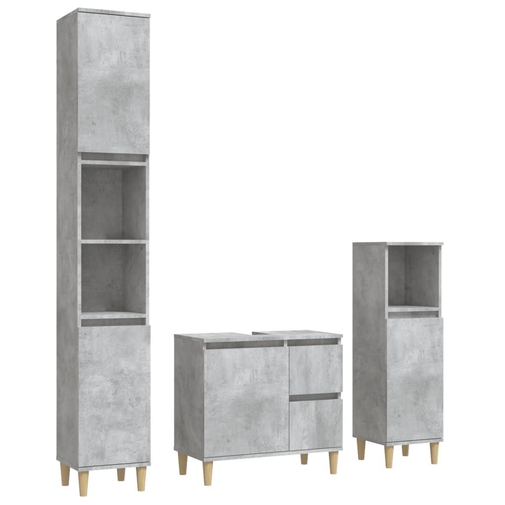 Ensemble d'armoires de salle de bain 3 pcs gris béton Ensembles de mobilier pour salles de bains vidaXL