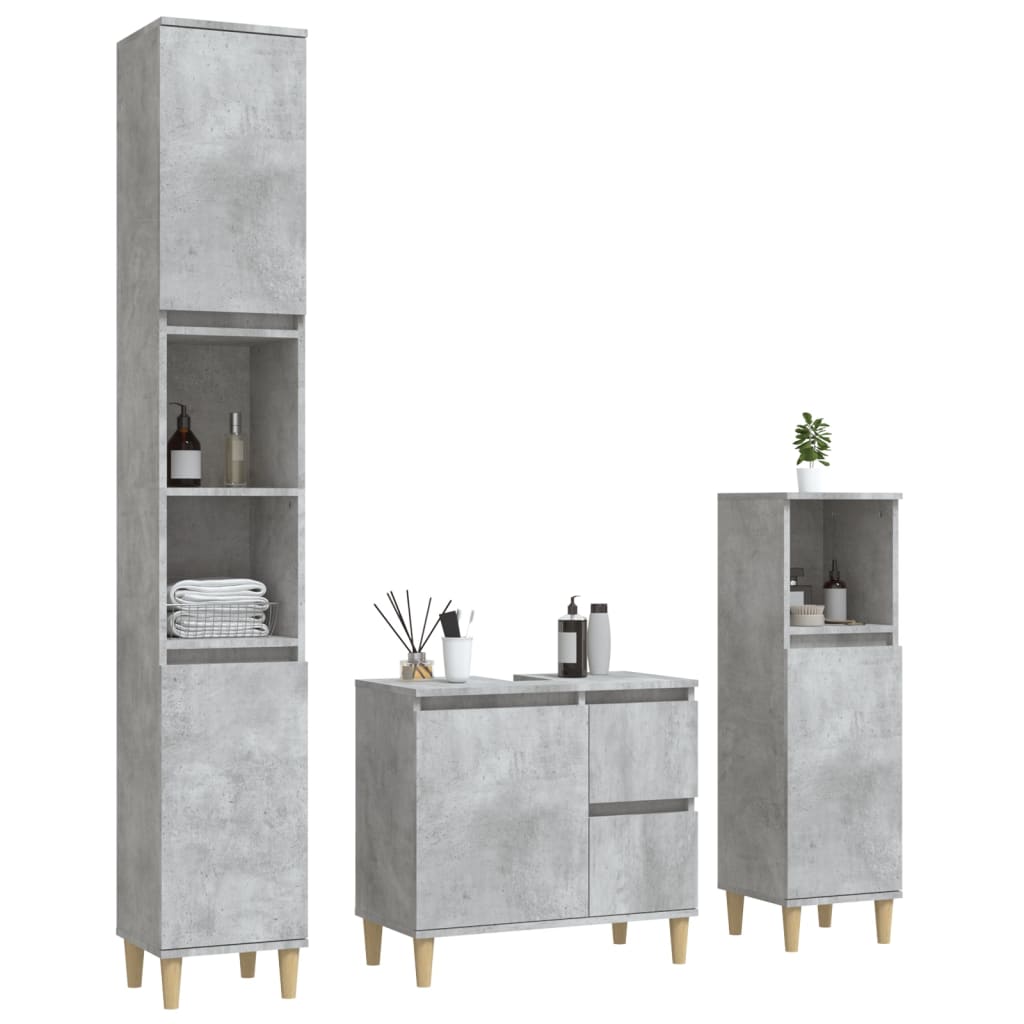 Ensemble d'armoires de salle de bain 3 pcs gris béton Ensembles de mobilier pour salles de bains vidaXL