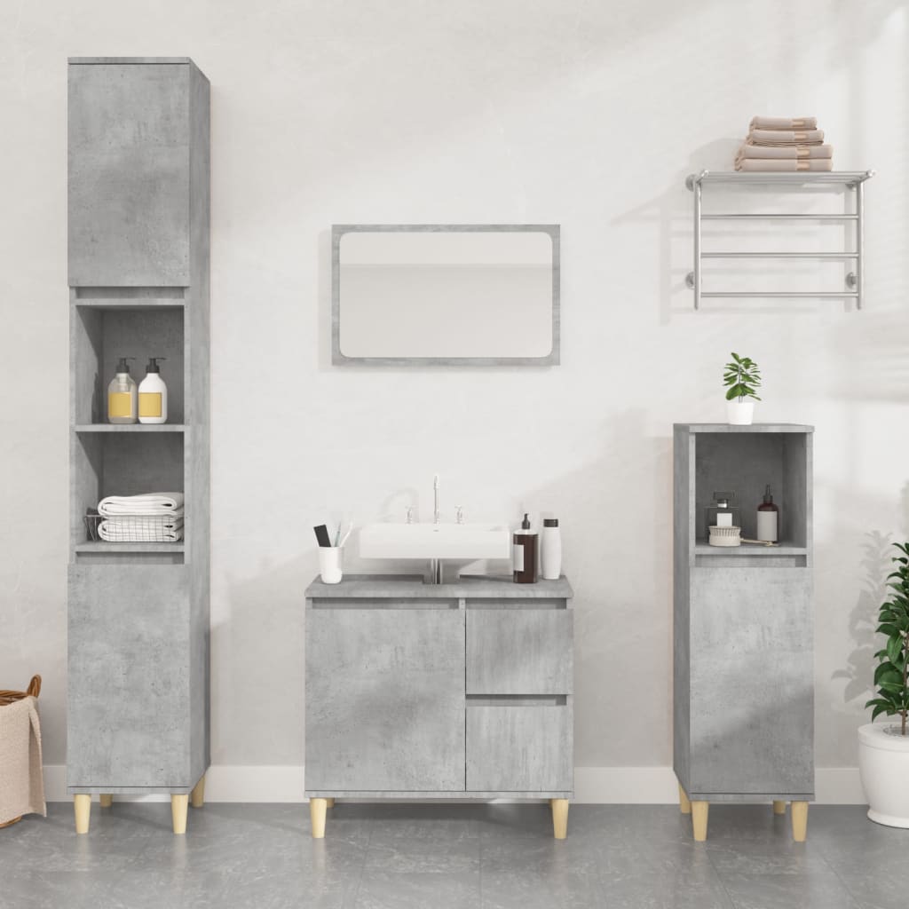 Ensemble d'armoires de salle de bain 3 pcs gris béton Ensembles de mobilier pour salles de bains vidaXL