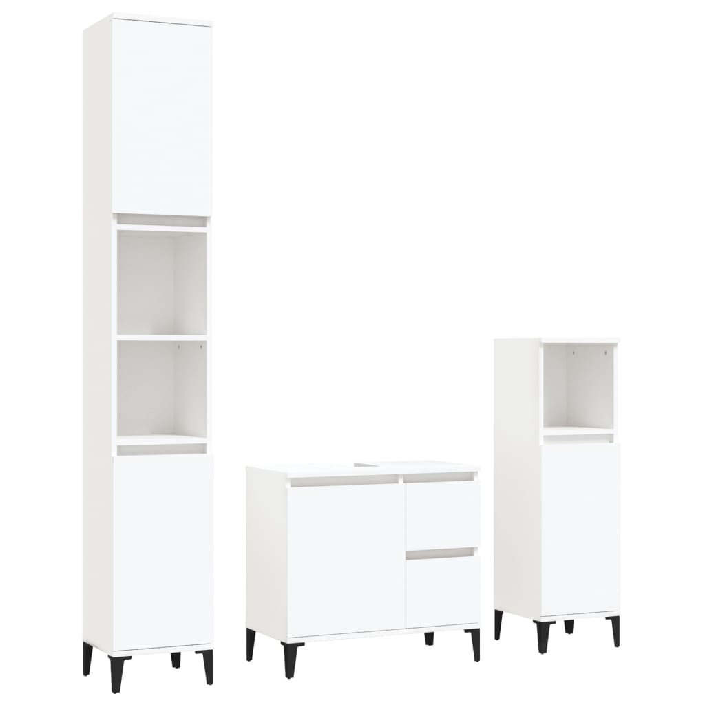 Ensemble d'armoires salle de bain 3 pcs blanc bois d'ingénierie Ensembles de mobilier pour salles de bains vidaXL