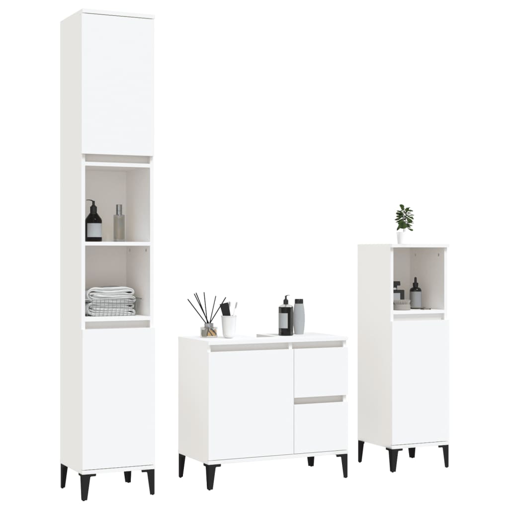 Ensemble d'armoires salle de bain 3 pcs blanc bois d'ingénierie Ensembles de mobilier pour salles de bains vidaXL