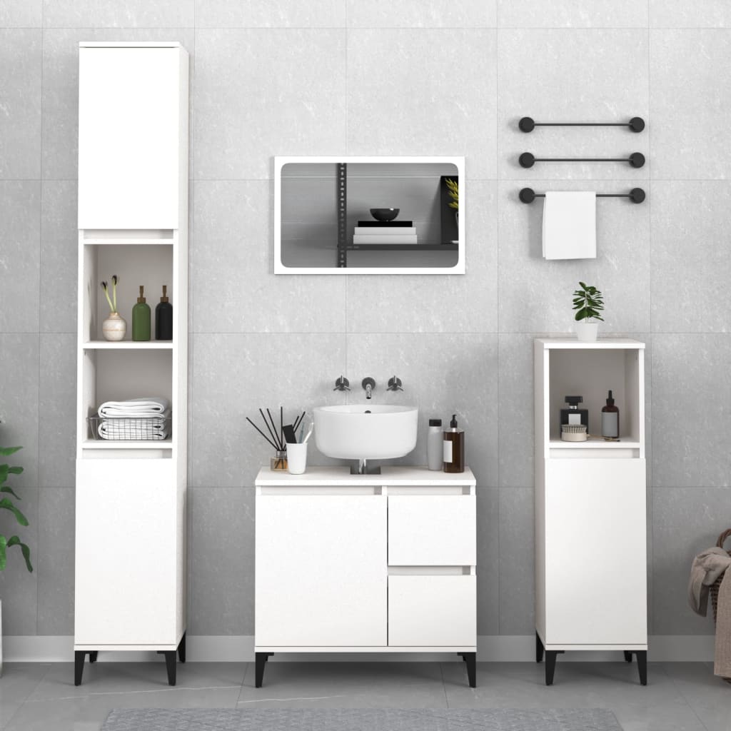 Ensemble d'armoires salle de bain 3 pcs blanc bois d'ingénierie Ensembles de mobilier pour salles de bains vidaXL