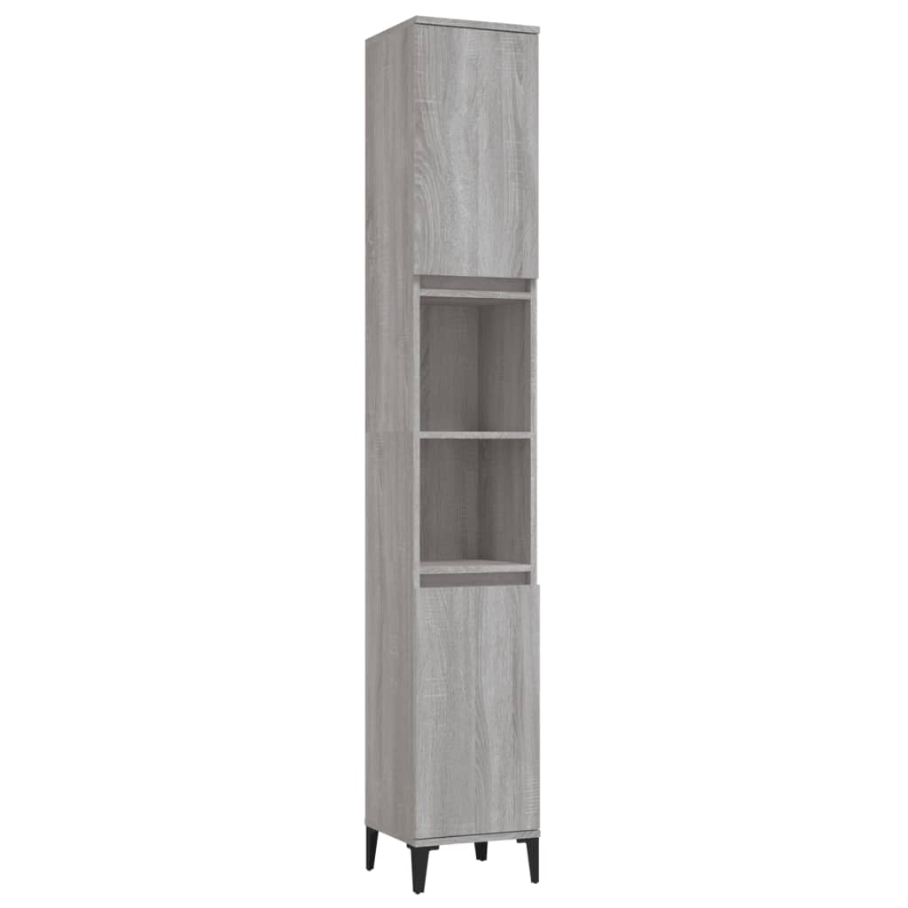 Ensemble d'armoires de salle de bain 3 pcs sonoma gris