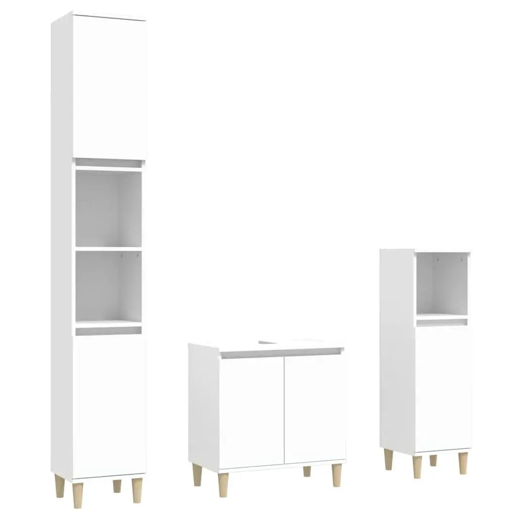Ensemble de meubles salle de bain 3 pcs blanc bois d’ingénierie - XIOS