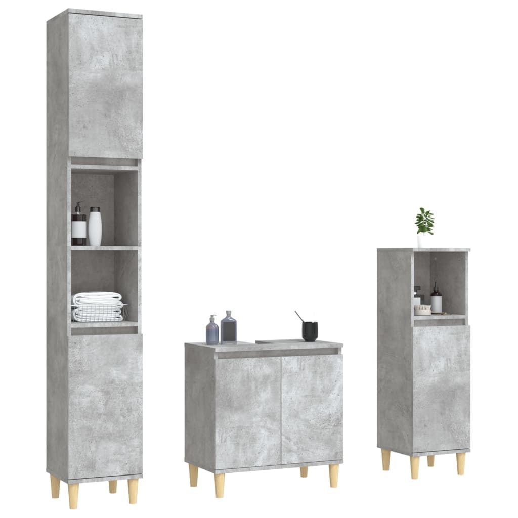 Ensemble de meubles de salle de bain 3 pcs gris béton Ensembles de mobilier pour salles de bains vidaXL