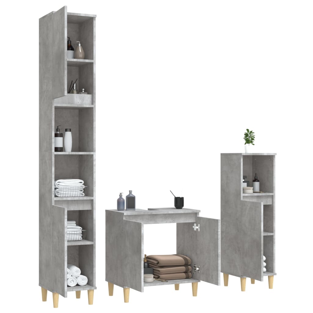 Ensemble de meubles de salle de bain 3 pcs gris béton Ensembles de mobilier pour salles de bains vidaXL