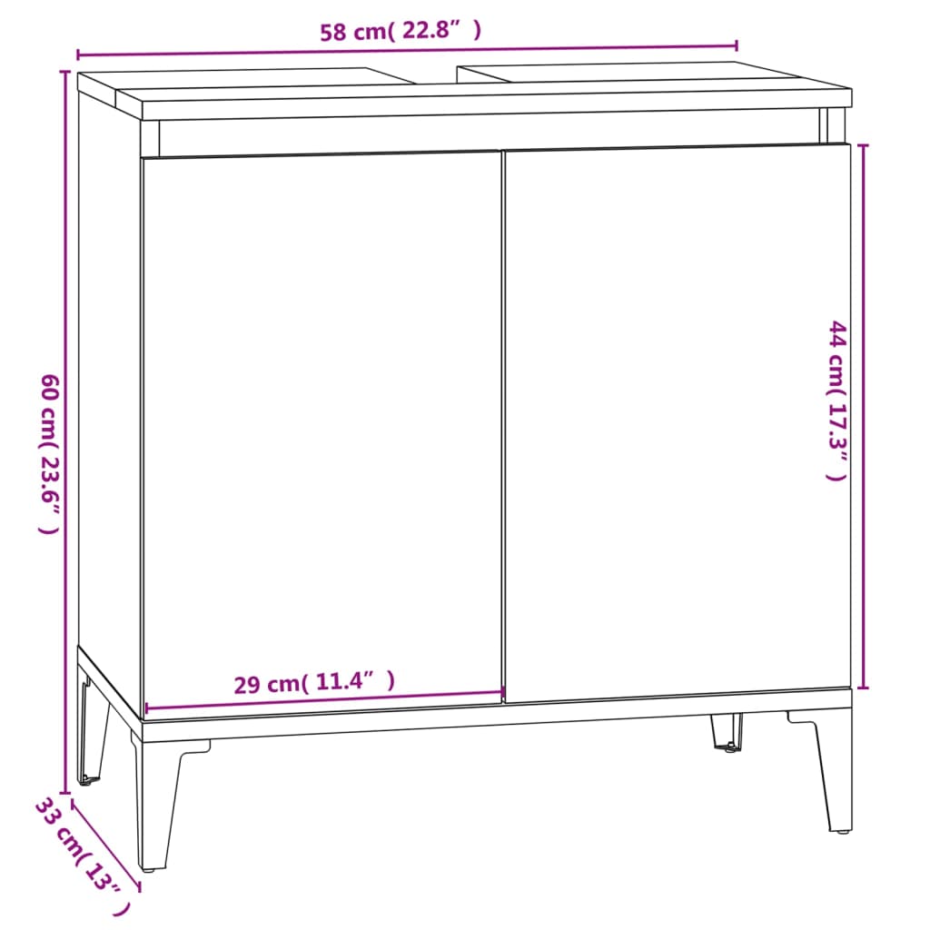 Ensemble de meubles de salle de bain 3 pcs Chêne fumé