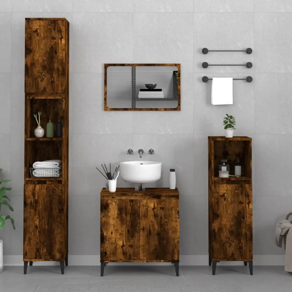 Ensemble de meubles de salle de bain 3 pcs Chêne fumé - XIOS