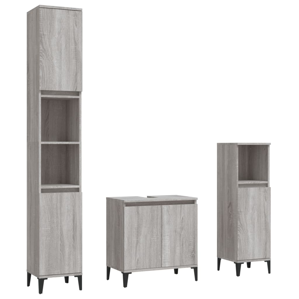 Ensemble de meubles de salle de bain 3 pcs Sonoma gris Ensembles de mobilier pour salles de bains vidaXL