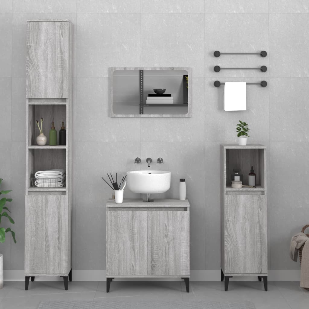 Ensemble de meubles de salle de bain 3 pcs Sonoma gris Ensembles de mobilier pour salles de bains vidaXL