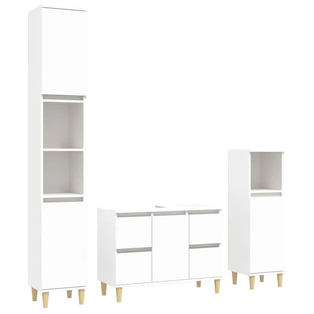Ensemble de meubles salle de bain 3 pcs blanc bois d’ingénierie - XIOS