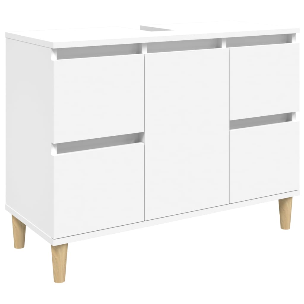 Ensemble de meubles salle de bain 3 pcs blanc bois d'ingénierie