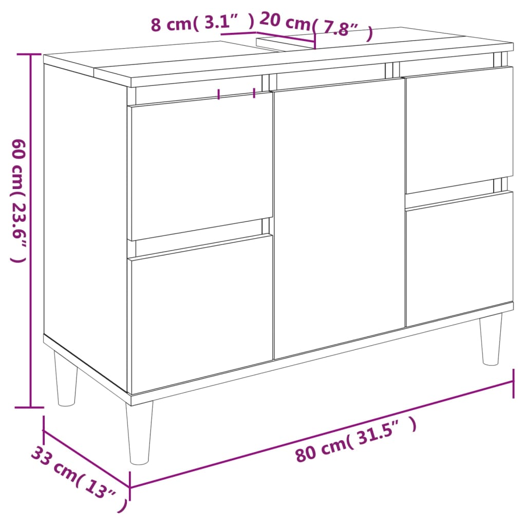Ensemble de meubles salle de bain 3 pcs blanc bois d'ingénierie