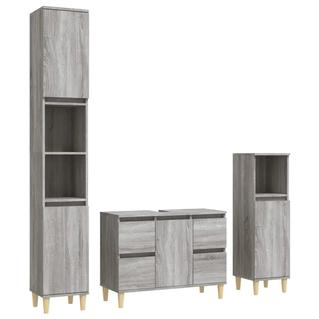 Ensemble de meubles de salle de bain 3 pcs Sonoma gris - XIOS