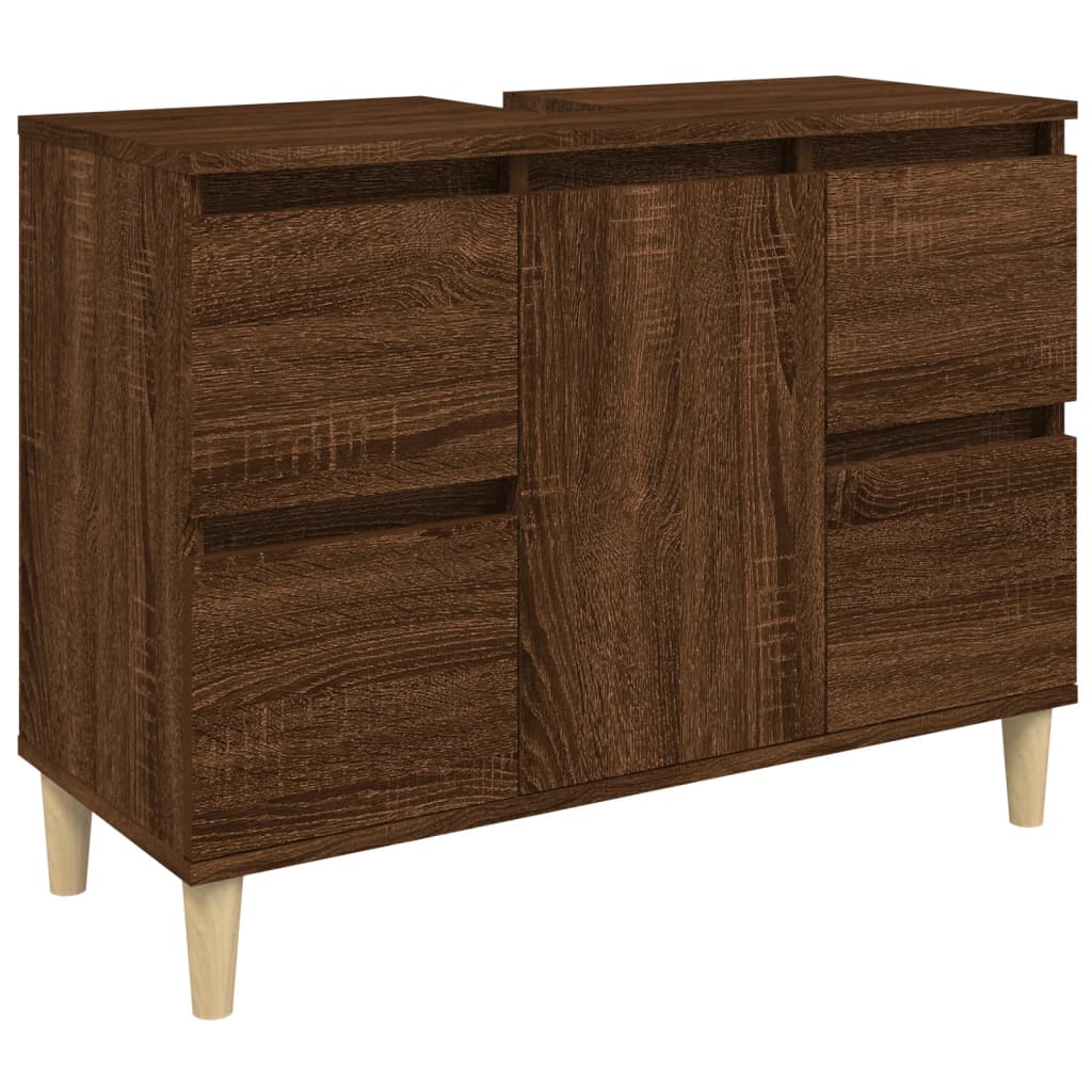 Ensemble de meubles de salle de bain 3 pcs Chêne marron Ensembles de mobilier pour salles de bains vidaXL
