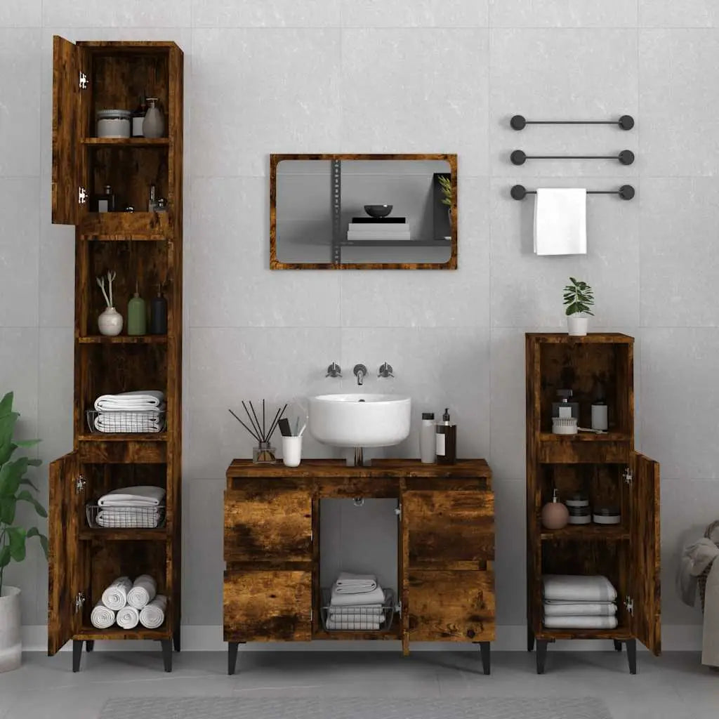 Ensemble de meubles de salle de bain 3 pcs Chêne fumé - XIOS
